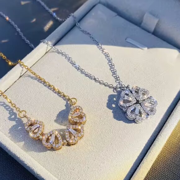 4 Leaf Clover Infinity Necklace 925 Sterling Silver - Picture 2 of 5